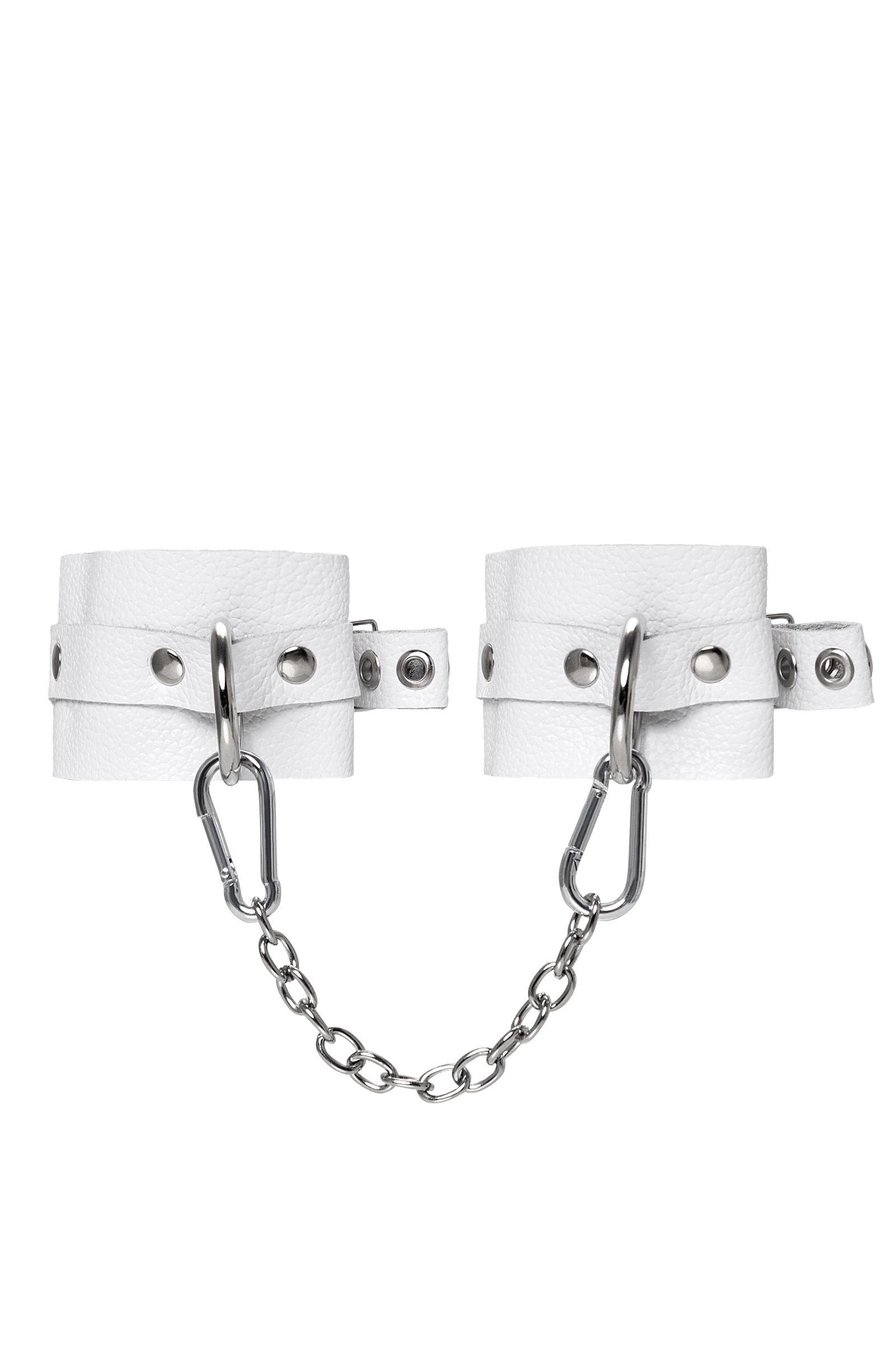 Белые мягкие кожаные оковы с люверсами 2