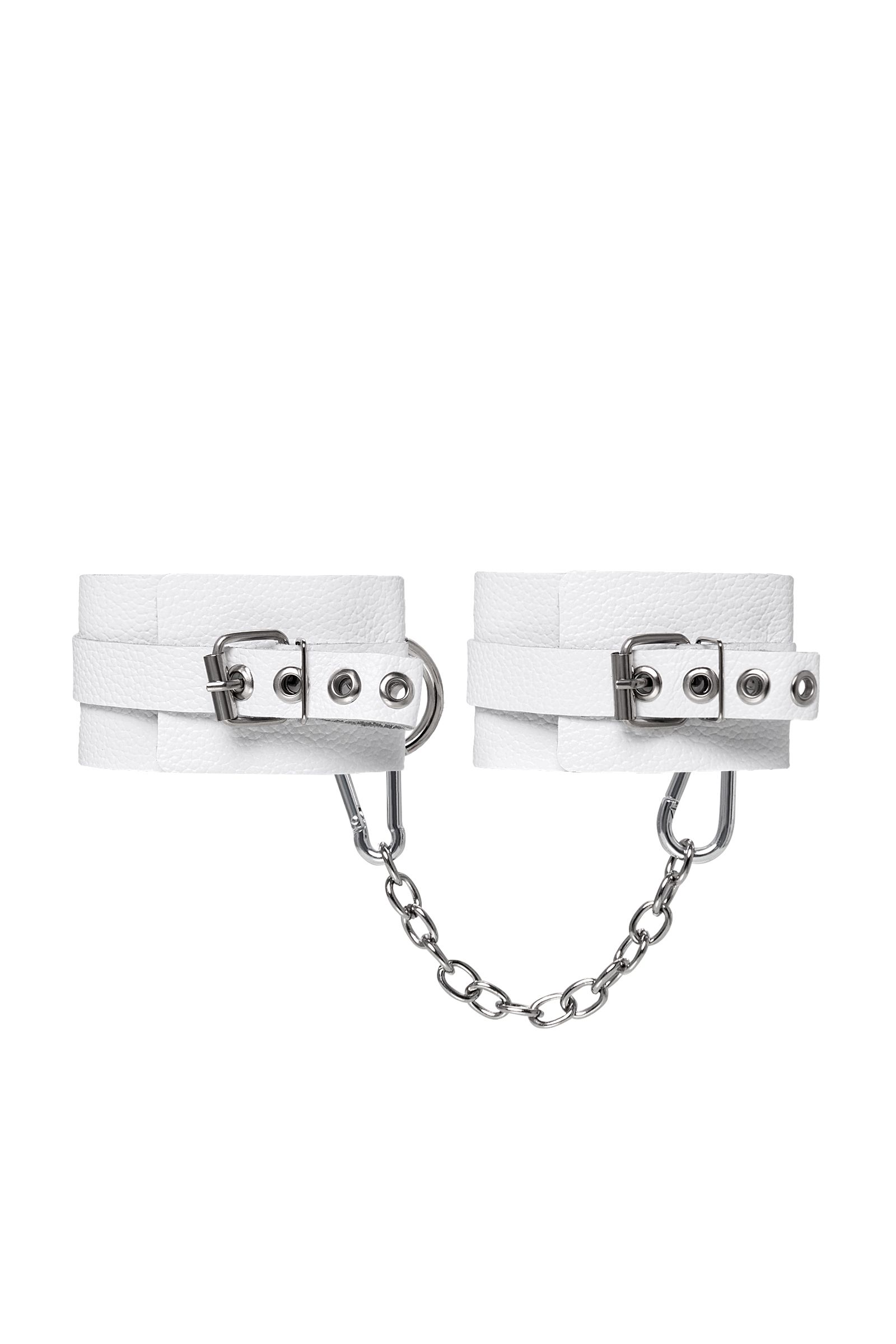 Белые мягкие кожаные оковы с люверсами 3