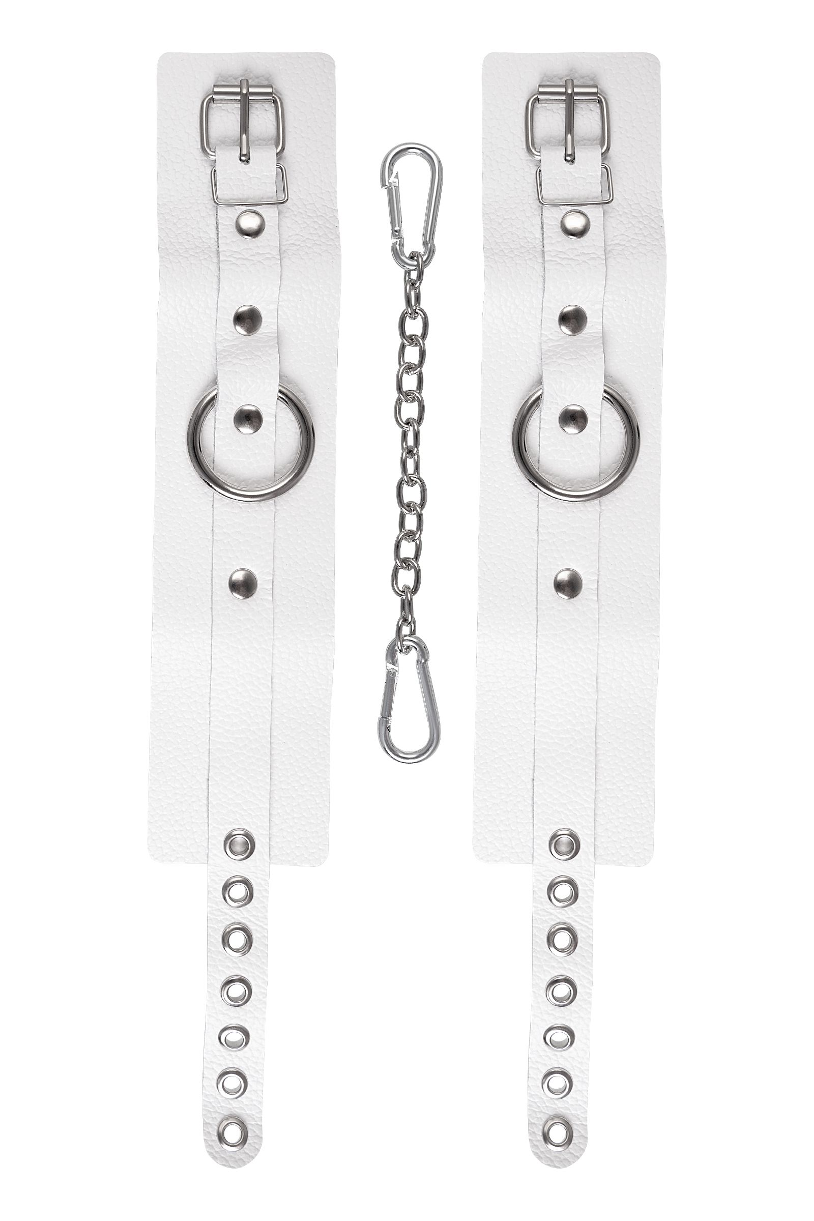 Белые мягкие кожаные оковы с люверсами 6