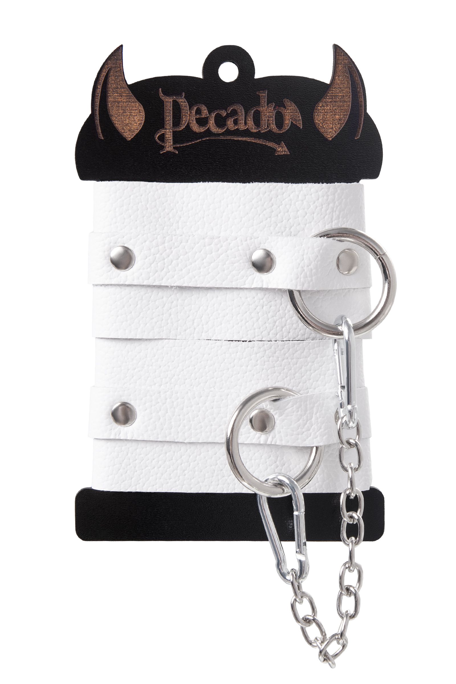 Белые мягкие кожаные оковы с люверсами 7