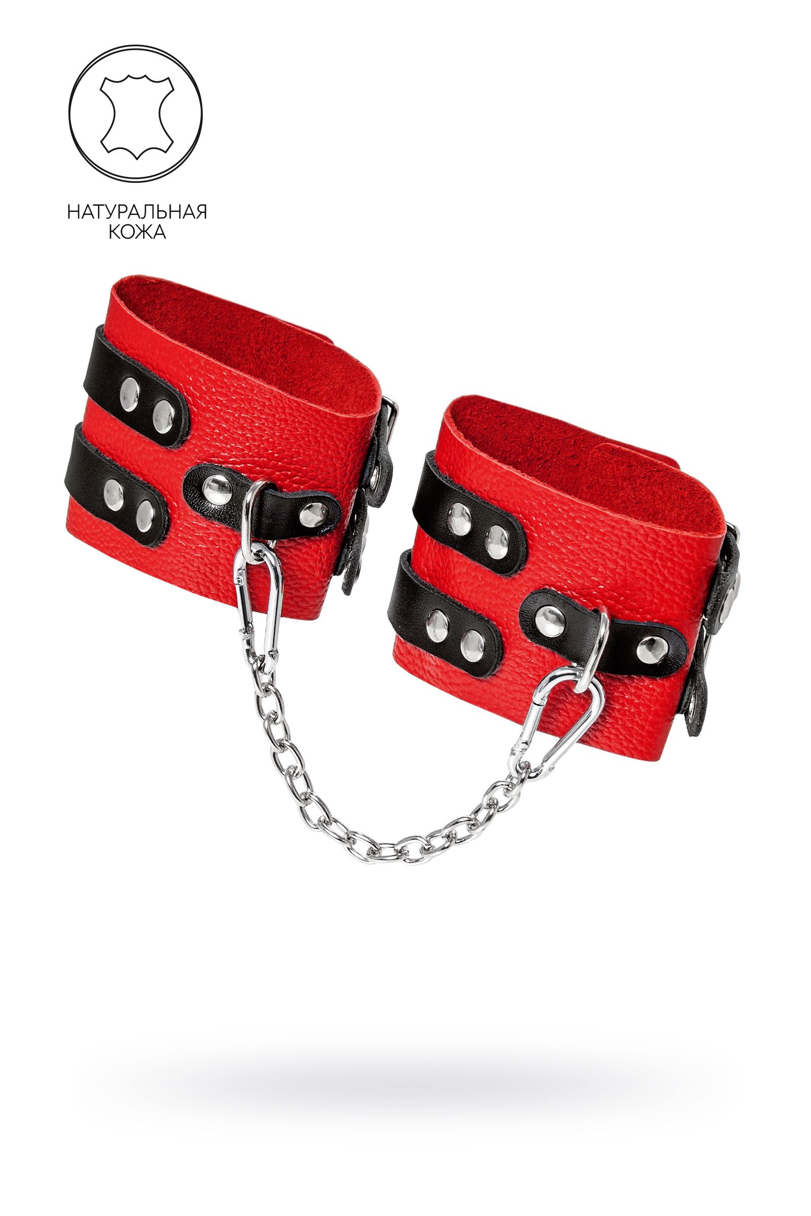 Красно-черные мягкие оковы с двумя ремешками с люверсами 2