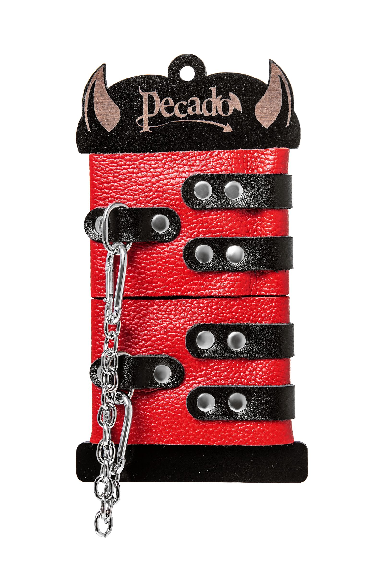 Красно-черные мягкие оковы с двумя ремешками с люверсами 6