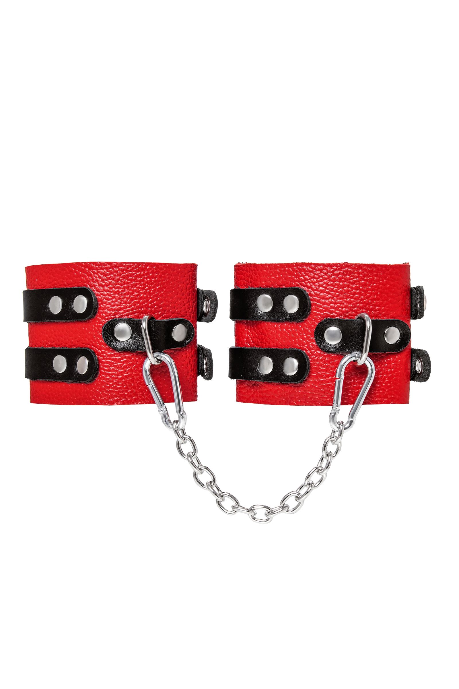 Красно-черные мягкие оковы с двумя ремешками с люверсами 1