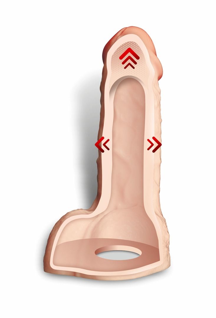 Телесный фаллоудлинитель с мошонкой Cock Next - 17 см. 6