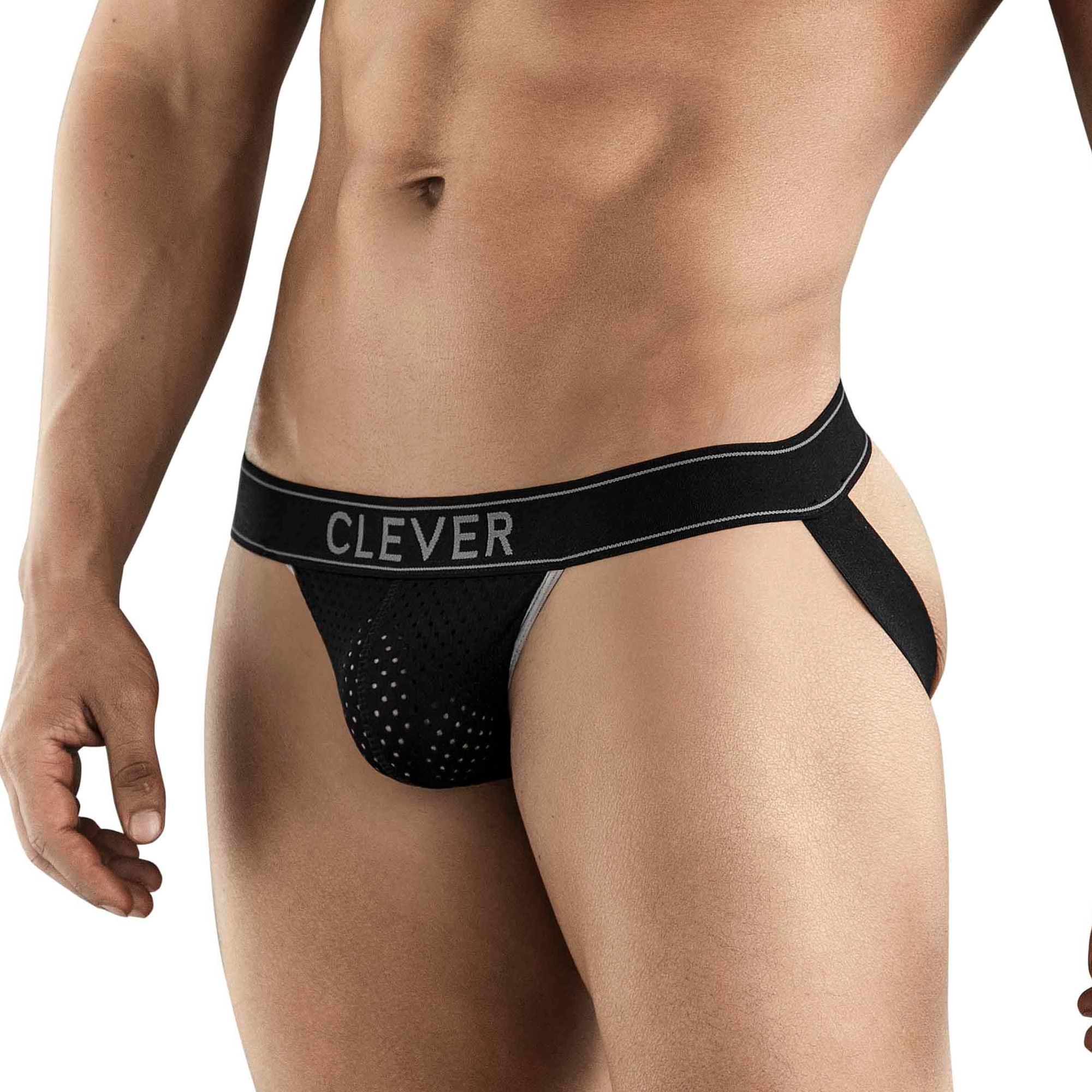 Черные перфорированные трусы-джоки Clever Ambar Jockstrap 2