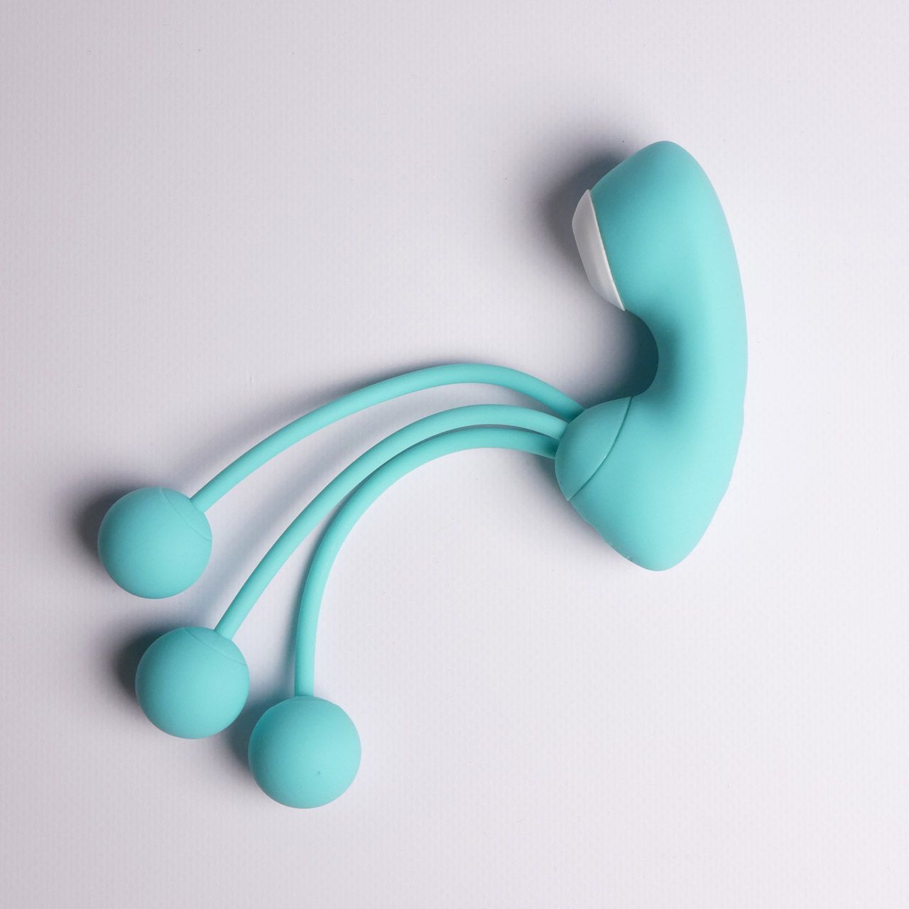 Бирюзовый вакуумный стимулятор клитора с вагинальными виброшариками 6