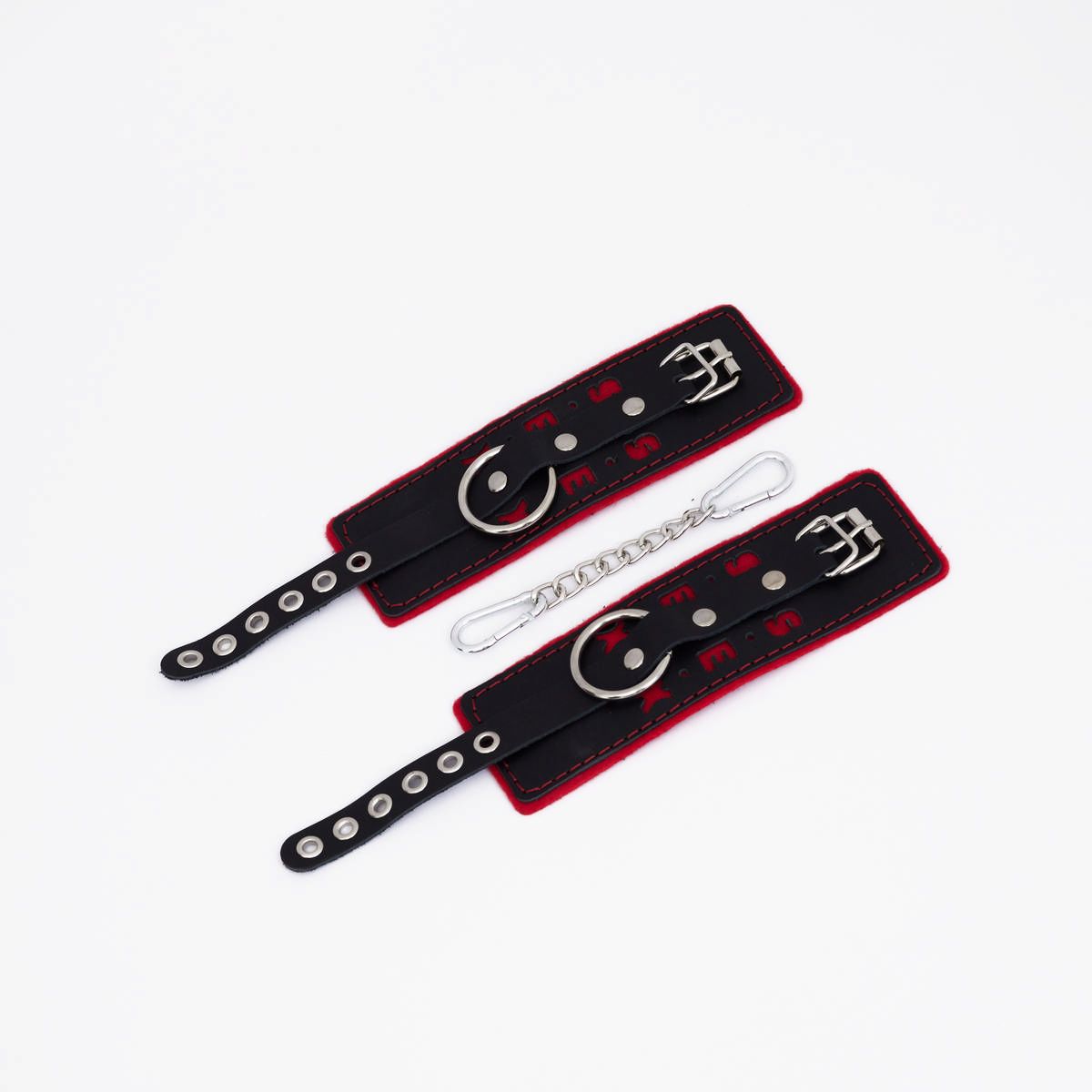 Черно-красные наручники с красной строчкой Sex 2