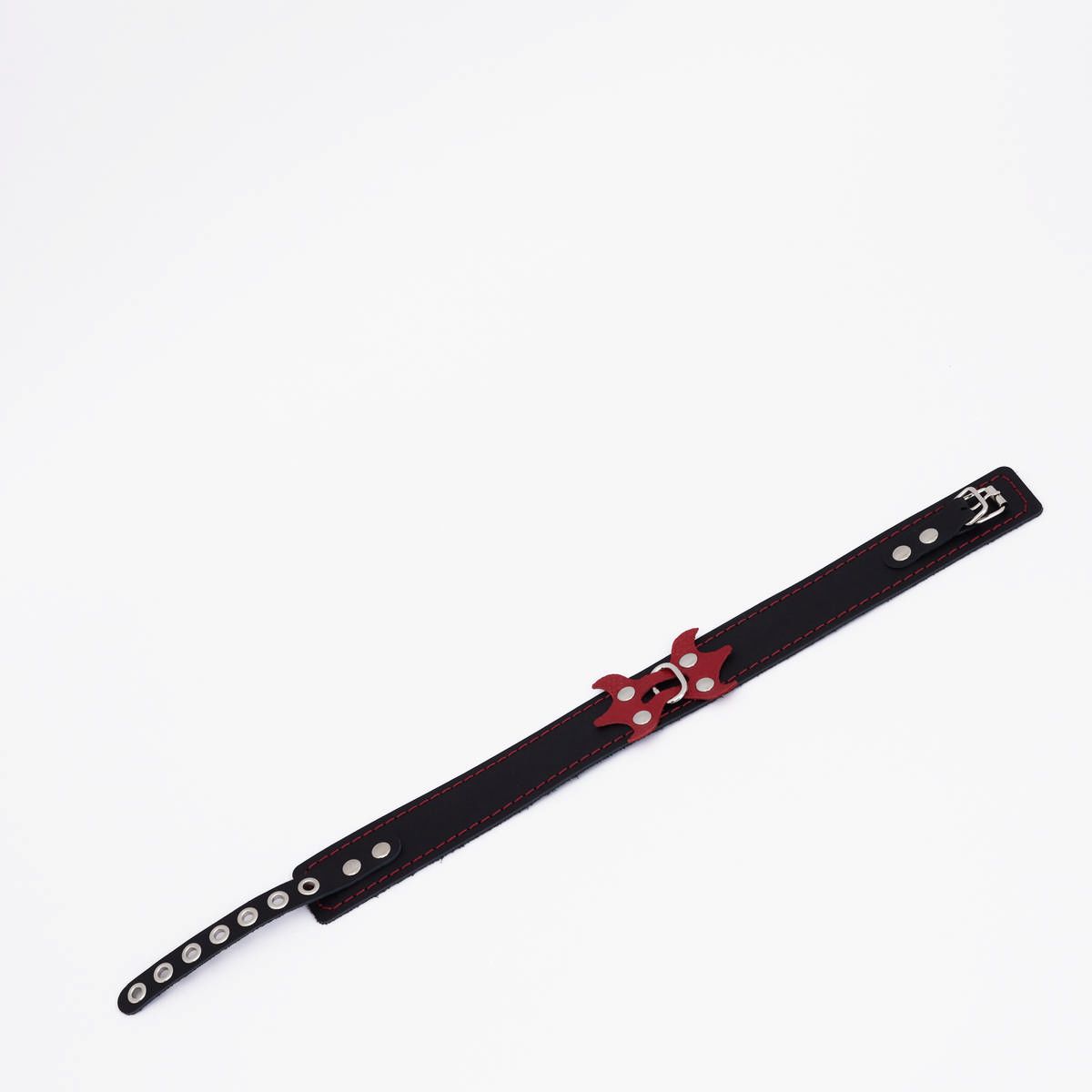 Черный ошейник с красным декором и строчкой 1
