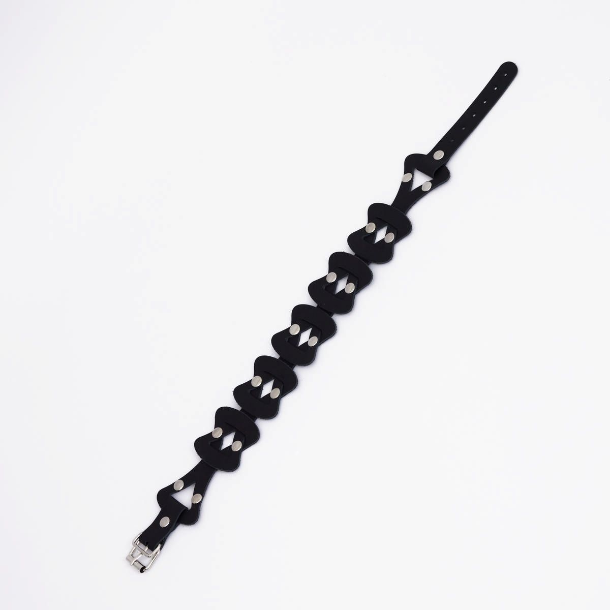 Черный кожаный ошейник из звеньев 2