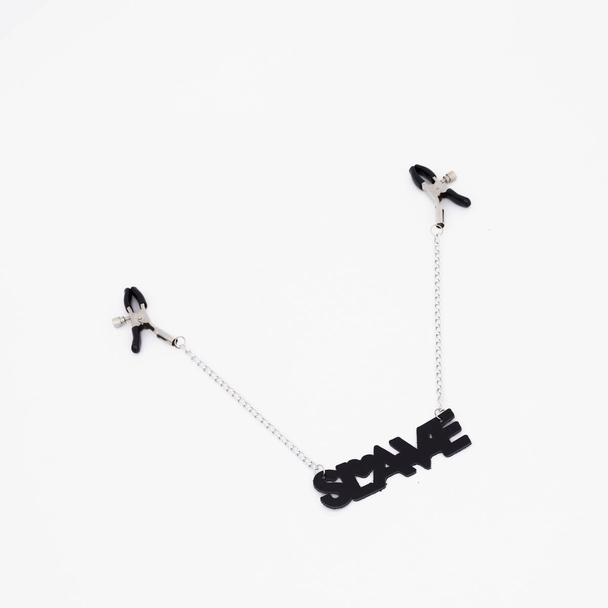 Зажимы на соски с кожаной подвеской Slave 2