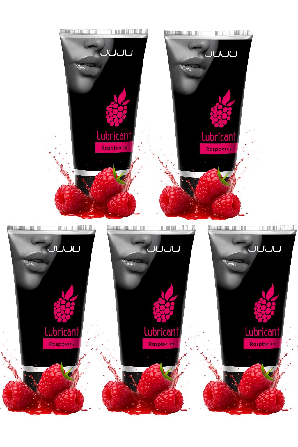 Набор из 5 съедобных лубрикантов JUJU со вкусом малины 1