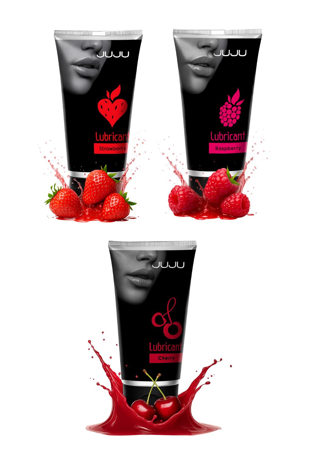 Набор из 3 съедобных лубрикантов JUJU (клубника, малина, вишня) 1