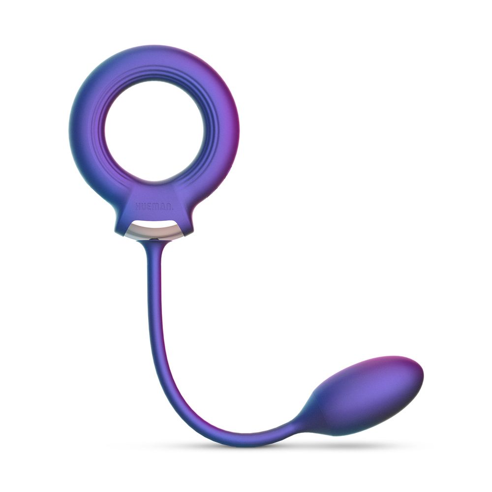 Фиолетовое эрекционное виброкольцо с анальным шариком Eclipse 4