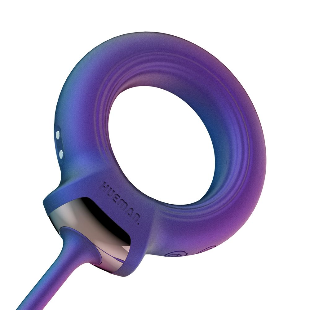 Фиолетовое эрекционное виброкольцо с анальным шариком Eclipse 8