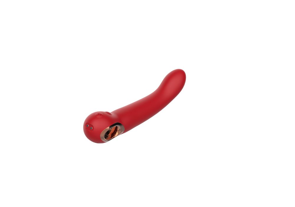 Красный силиконовый вибратор с загнутым кончиком - 22,1 см. 4
