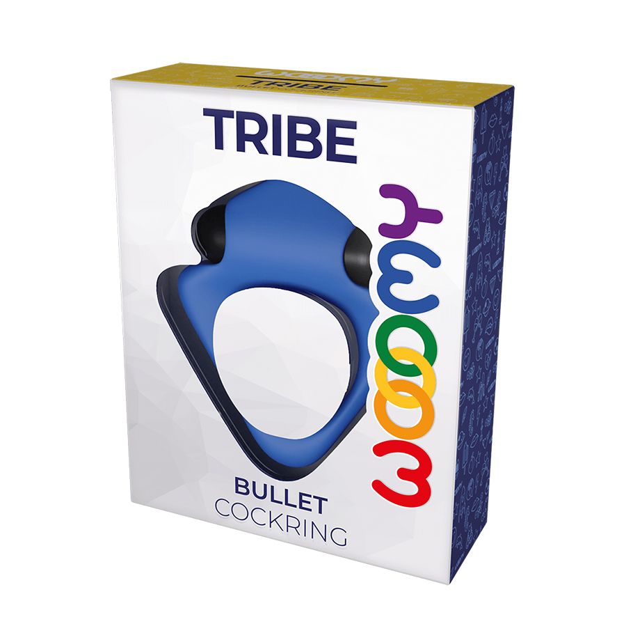Синее эрекционное кольцо Wooomy Tribeс с вибрацией 2