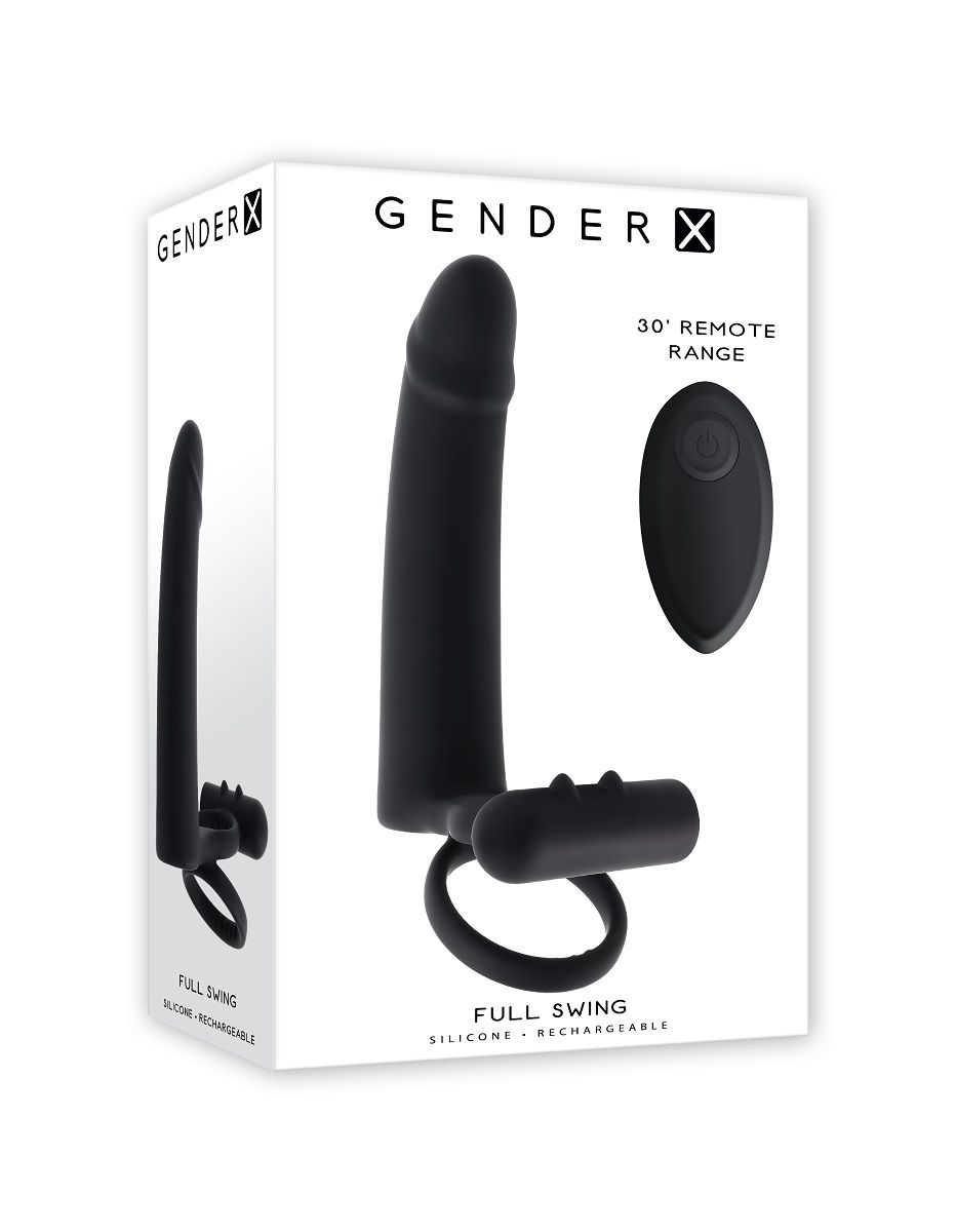 Черная вибронасадка для двойного проникновения Full Swing 2