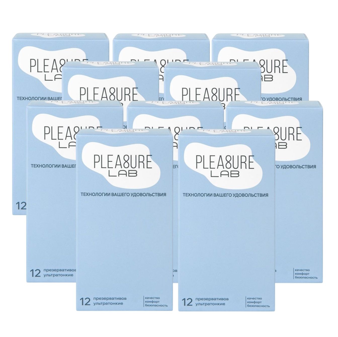 Набор из 10 упаковок ультратонких презервативов Pleasure Lab (по 12 шт.) 1