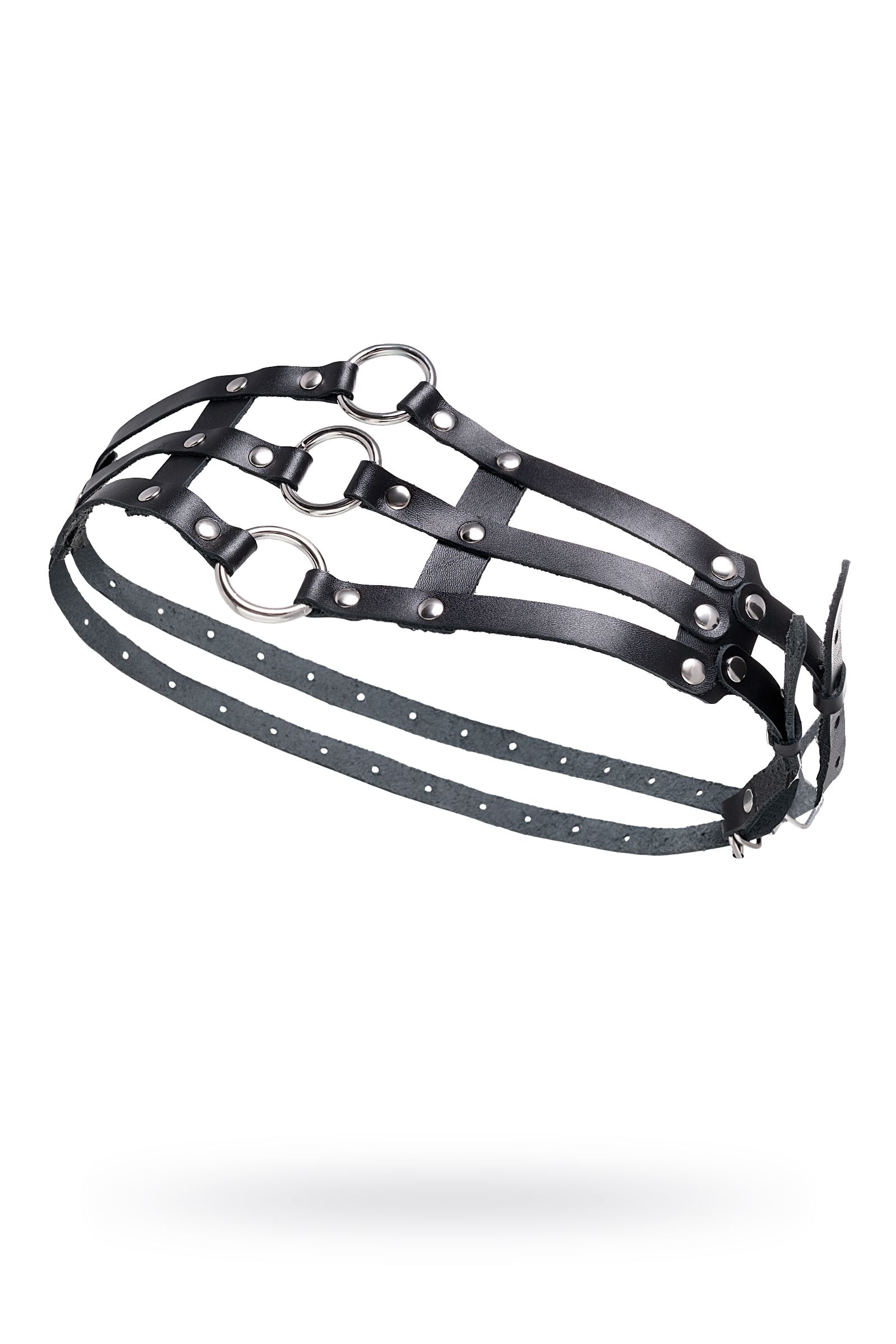 Черный кожаный пояс с кольцами 2