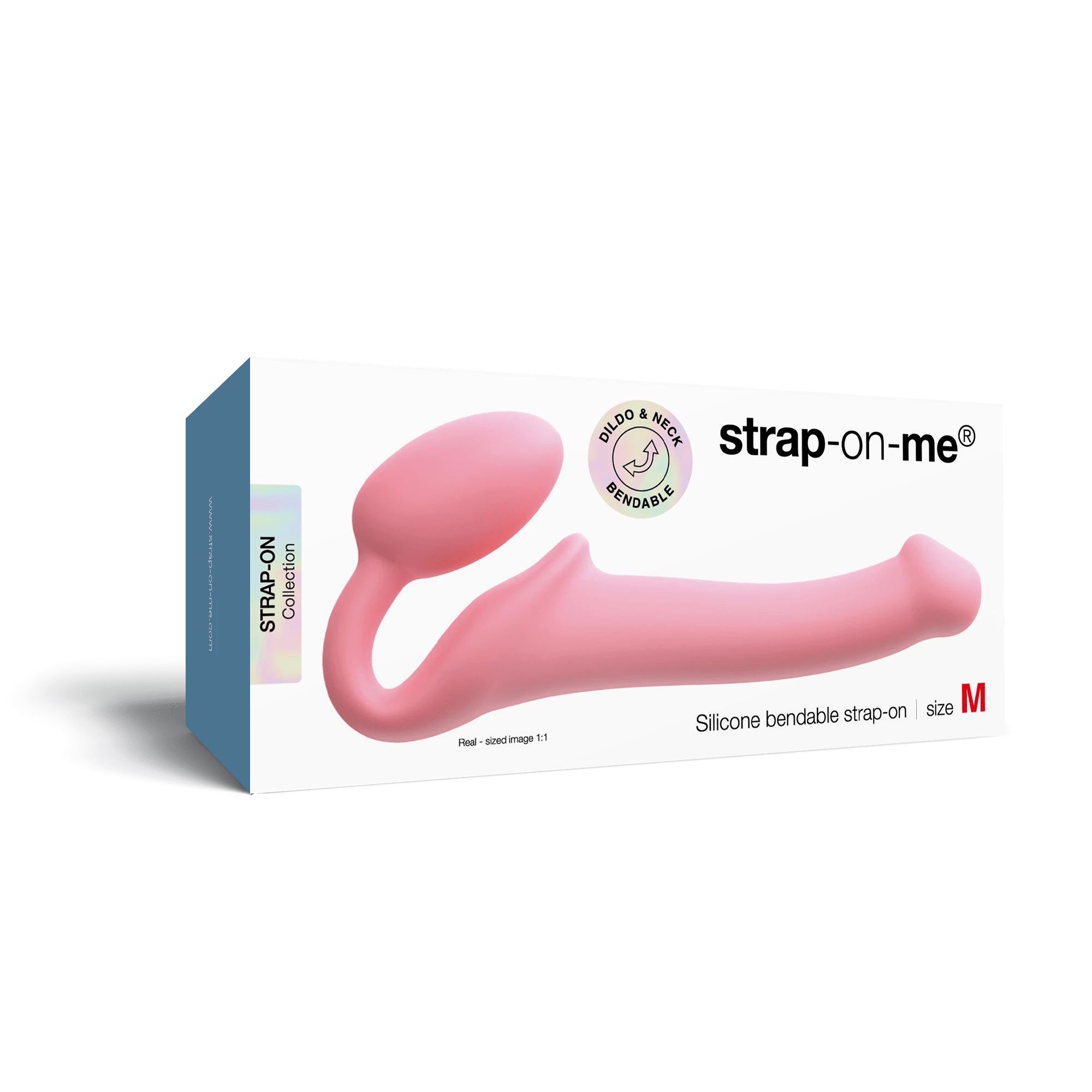 Розовый безремневой страпон Strap-on-me Semi-Realistic Bendable Strap-On size M 5