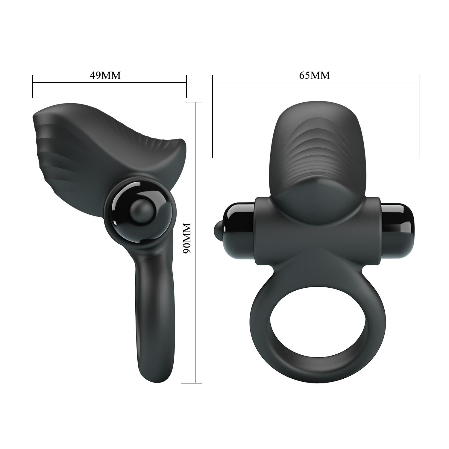 Черное эрекционное кольцо с вибрацией Adrien 9