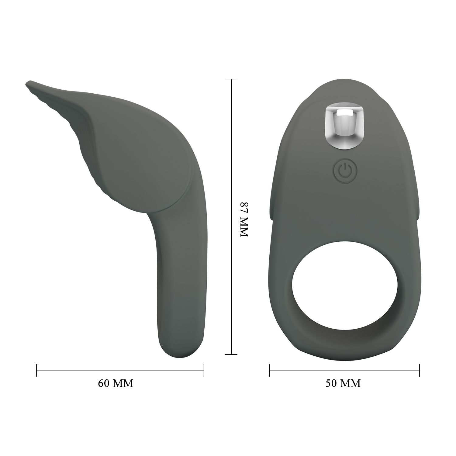 Серое эрекционное кольцо с вибростимуляцией клитора Alto 4