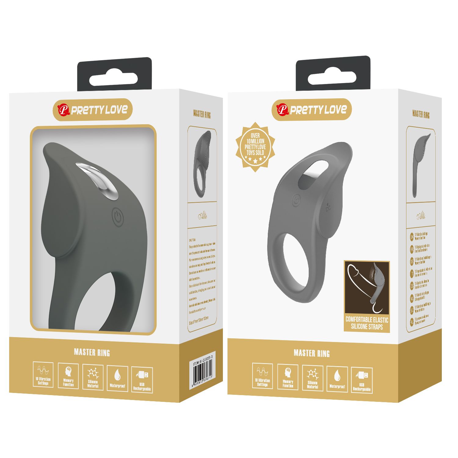 Серое эрекционное кольцо с вибростимуляцией клитора Alto 5