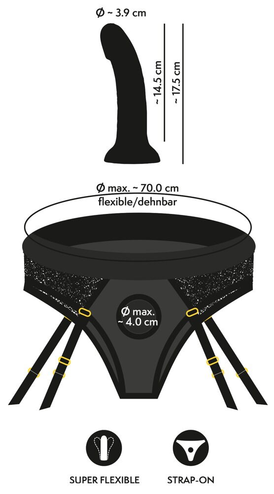 Черный женский страпон Strap-on Set: трусики и насадка 12