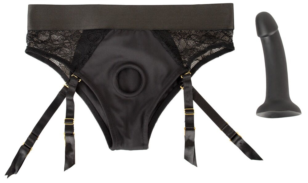 Черный женский страпон Strap-on Set: трусики и насадка 10