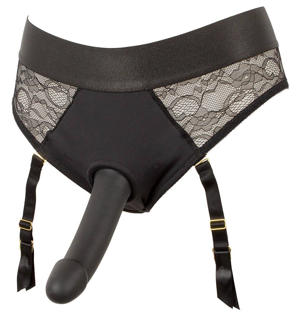 Черный женский страпон Strap-on Set: трусики и насадка 1
