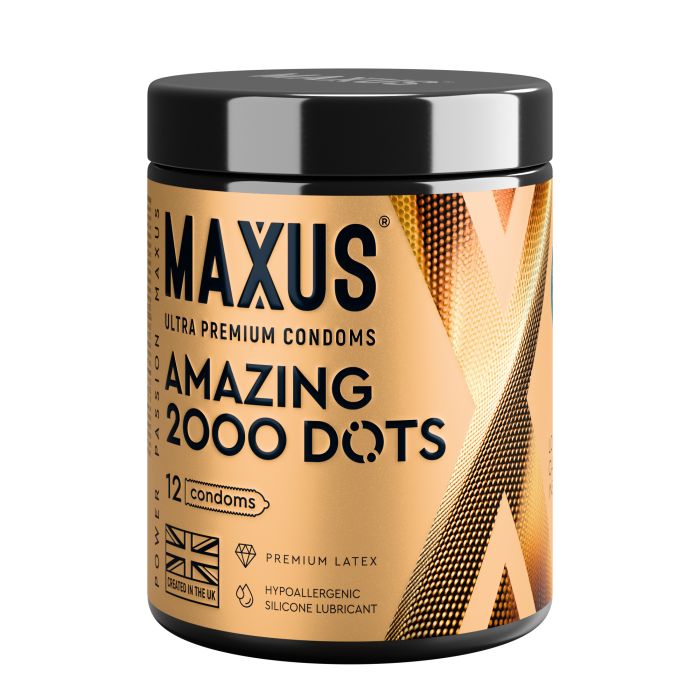 Точечные презервативы MAXUS 2000 Amazing Dots с железным кейсом - 12 шт. 1