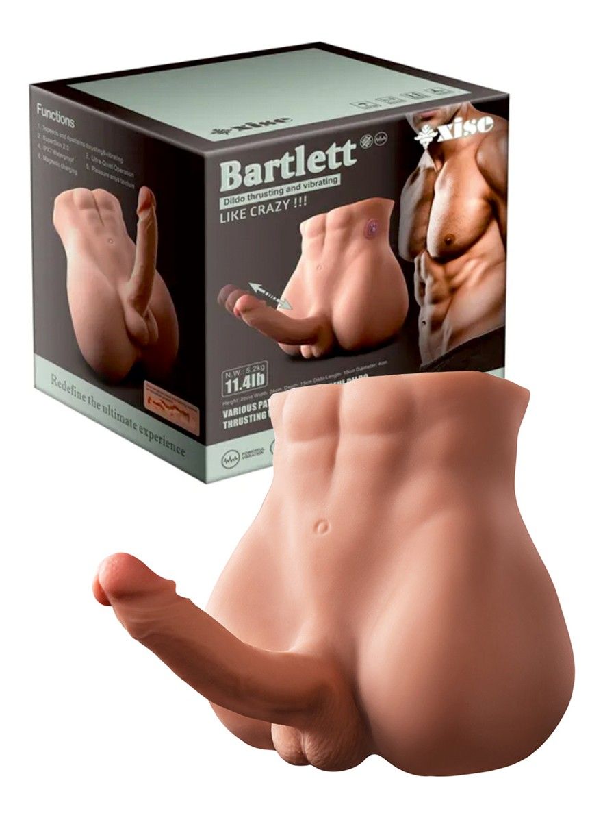 Телесный мужской торс с вибрацией и возвратно-поступательными движениями Bartlett 7