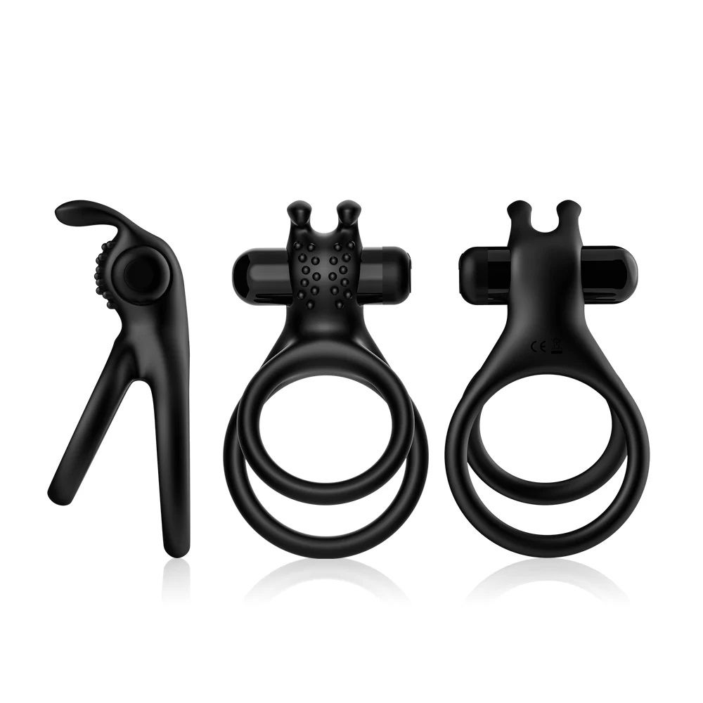 Черное эрекционное виброкольцо с подхватом мошонки Stay Hard 4