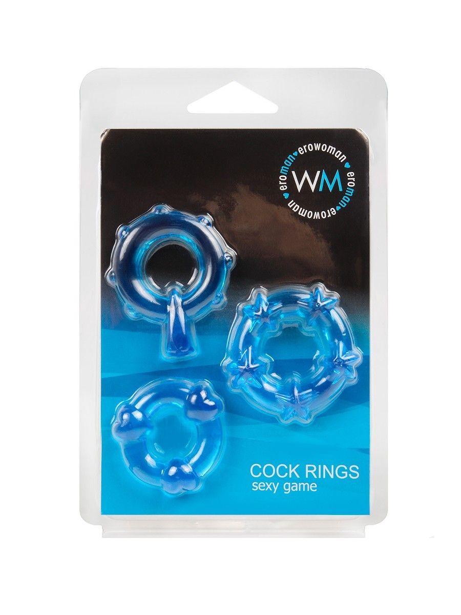 Набор из 3 синих эрекционных колец с различным рельефом 2