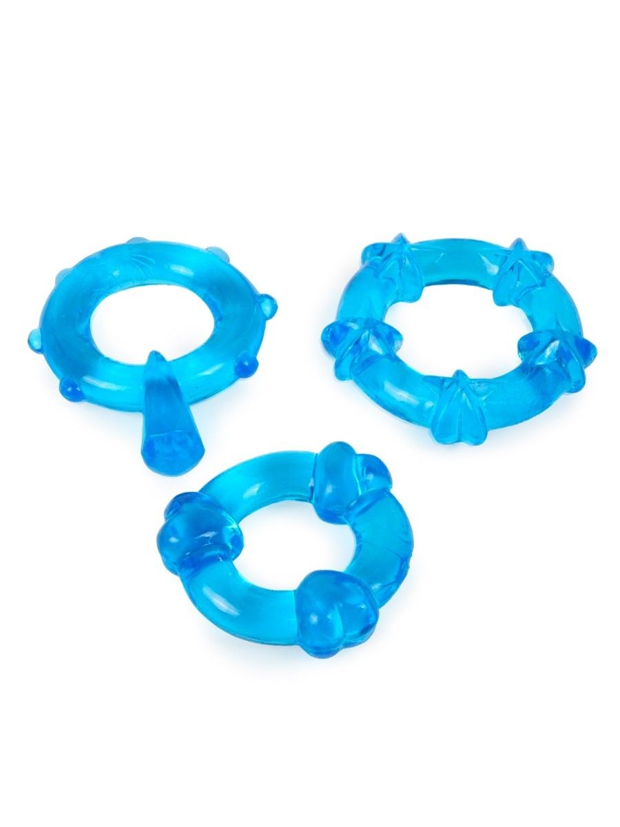 Набор из 3 синих эрекционных колец с различным рельефом 1