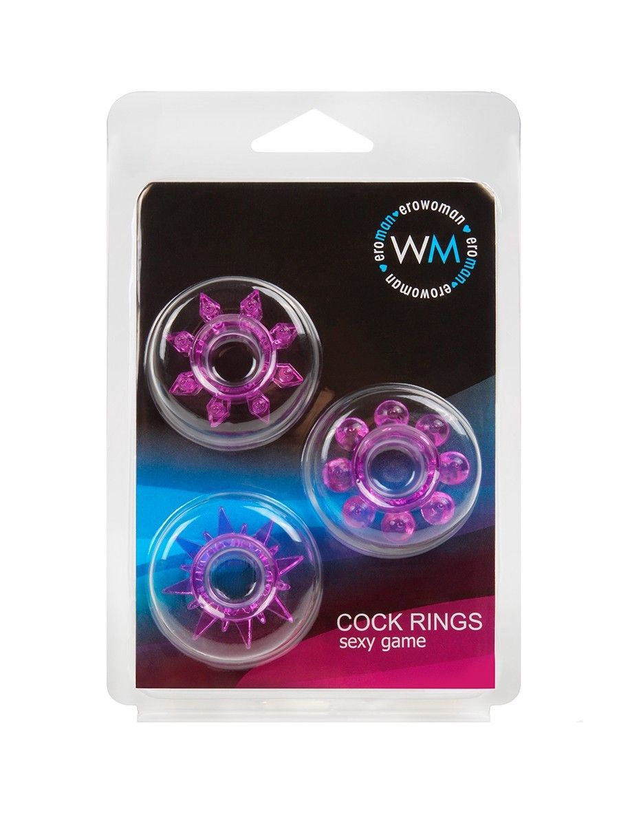 Набор из 3 лиловых эрекционных колец различной формы 2
