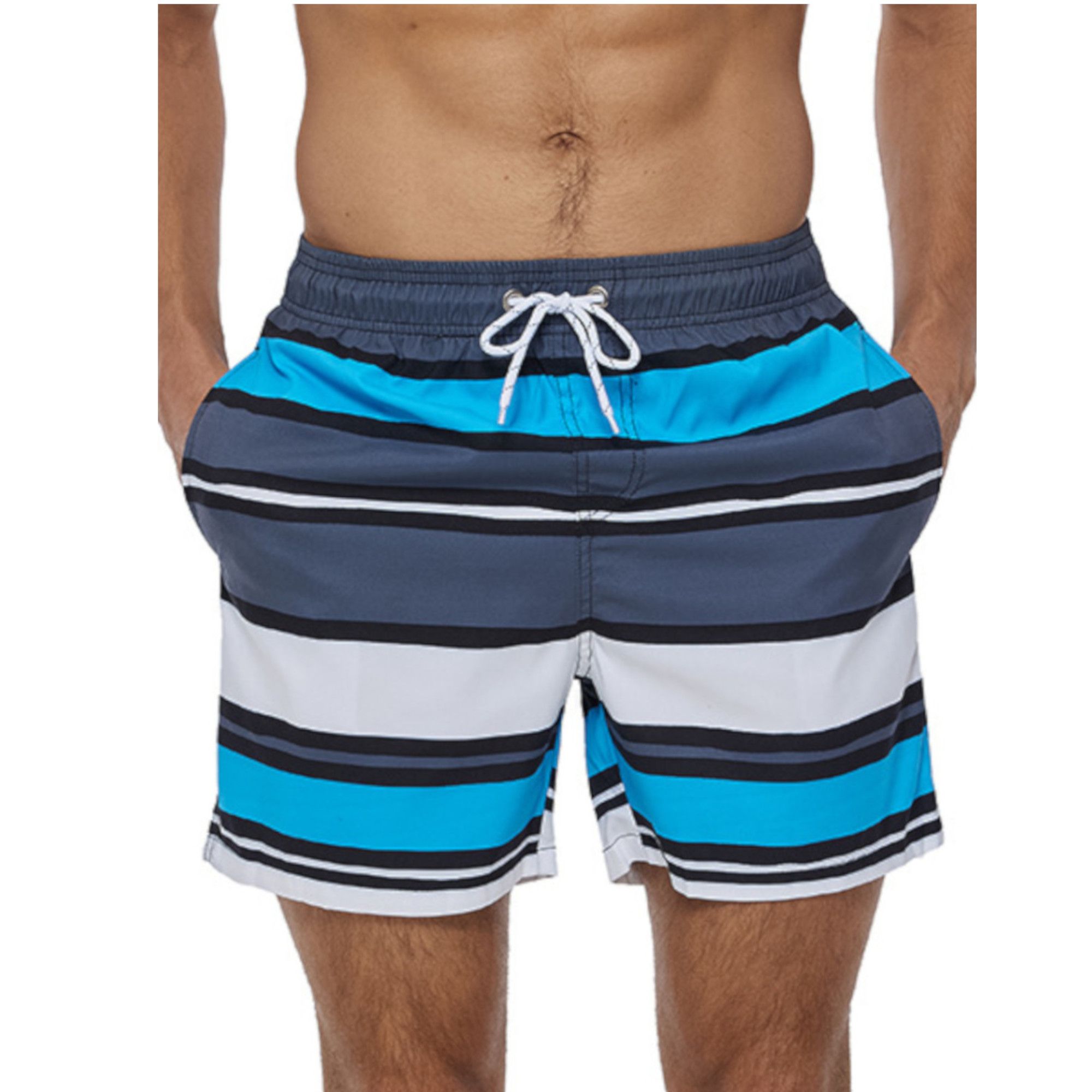 Мужские разноцветные шорты в полоску для пляжного отдыха 1