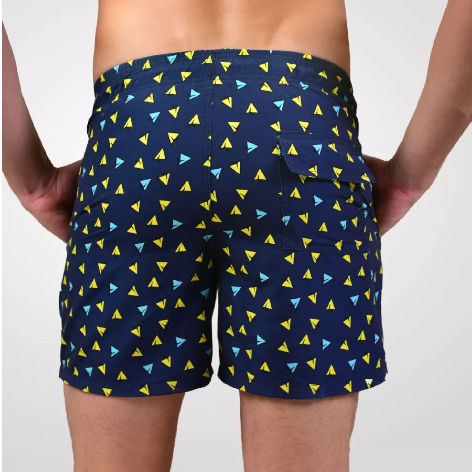 Темно-синие пляжные шорты с принтом и боковыми карманами 2