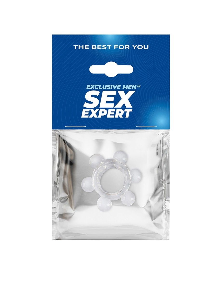 Прозрачное эрекционное кольцо с 6 стимулирующими шариками 2