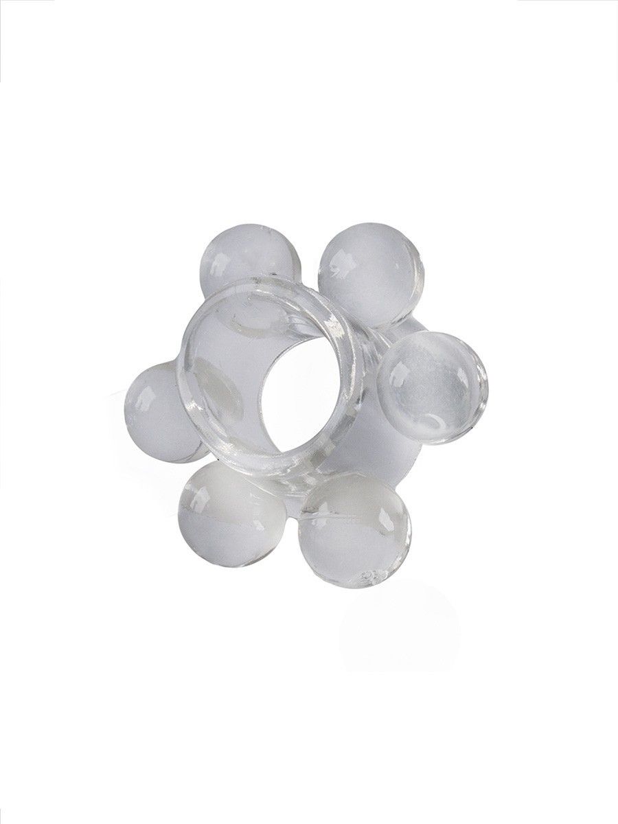 Прозрачное эрекционное кольцо с 6 стимулирующими шариками 4