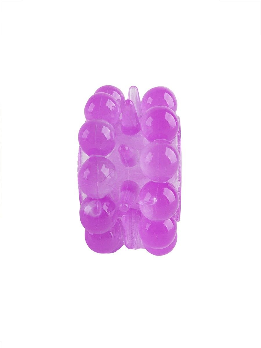 Лиловое эрекционное кольцо с 2 рядами стимулирующих шариков 5