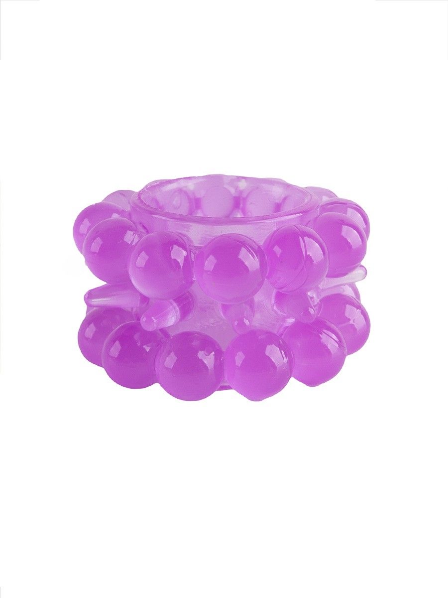 Лиловое эрекционное кольцо с 2 рядами стимулирующих шариков 6