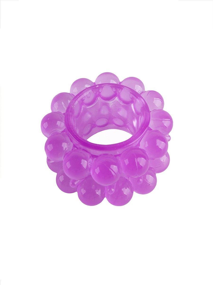 Лиловое эрекционное кольцо с 2 рядами стимулирующих шариков 7