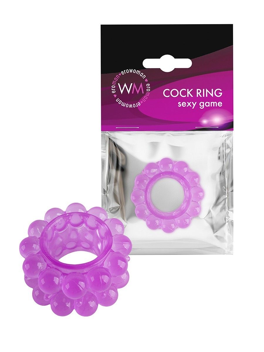 Лиловое эрекционное кольцо с 2 рядами стимулирующих шариков 1