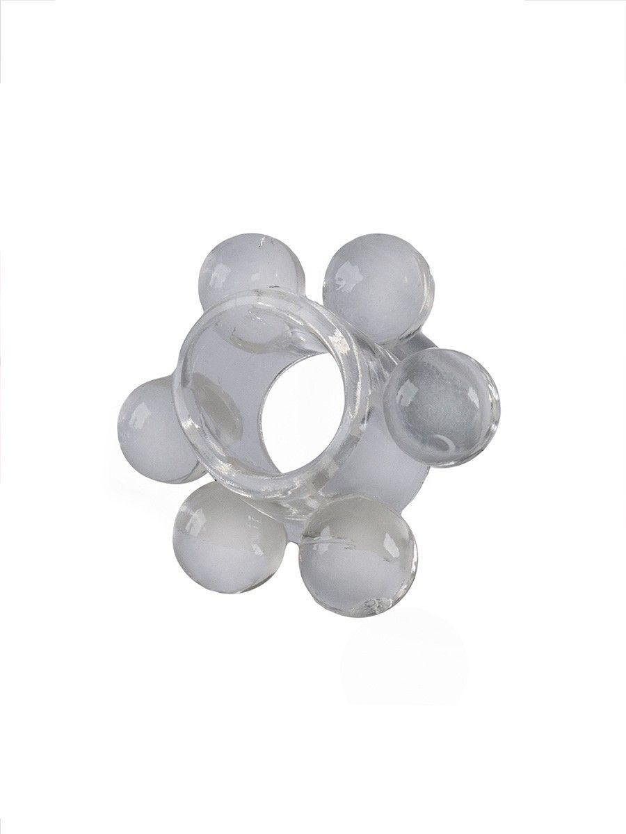 Прозрачное эластичное эрекционное кольцо с 6 шариками 3