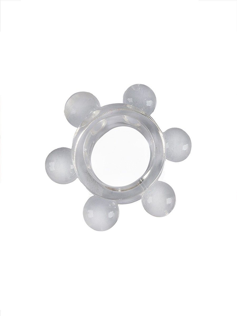 Прозрачное эластичное эрекционное кольцо с 6 шариками 4