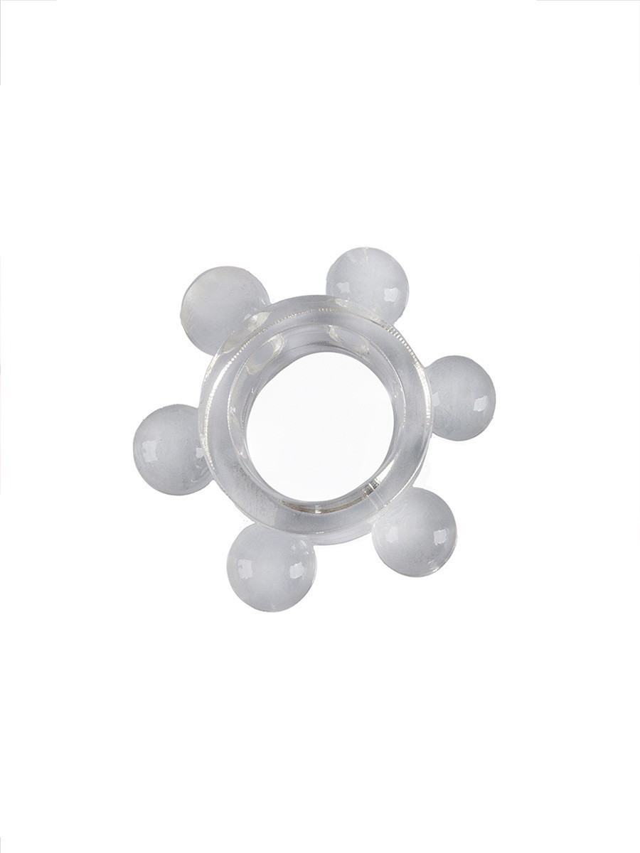 Прозрачное эластичное эрекционное кольцо с 6 шариками 5