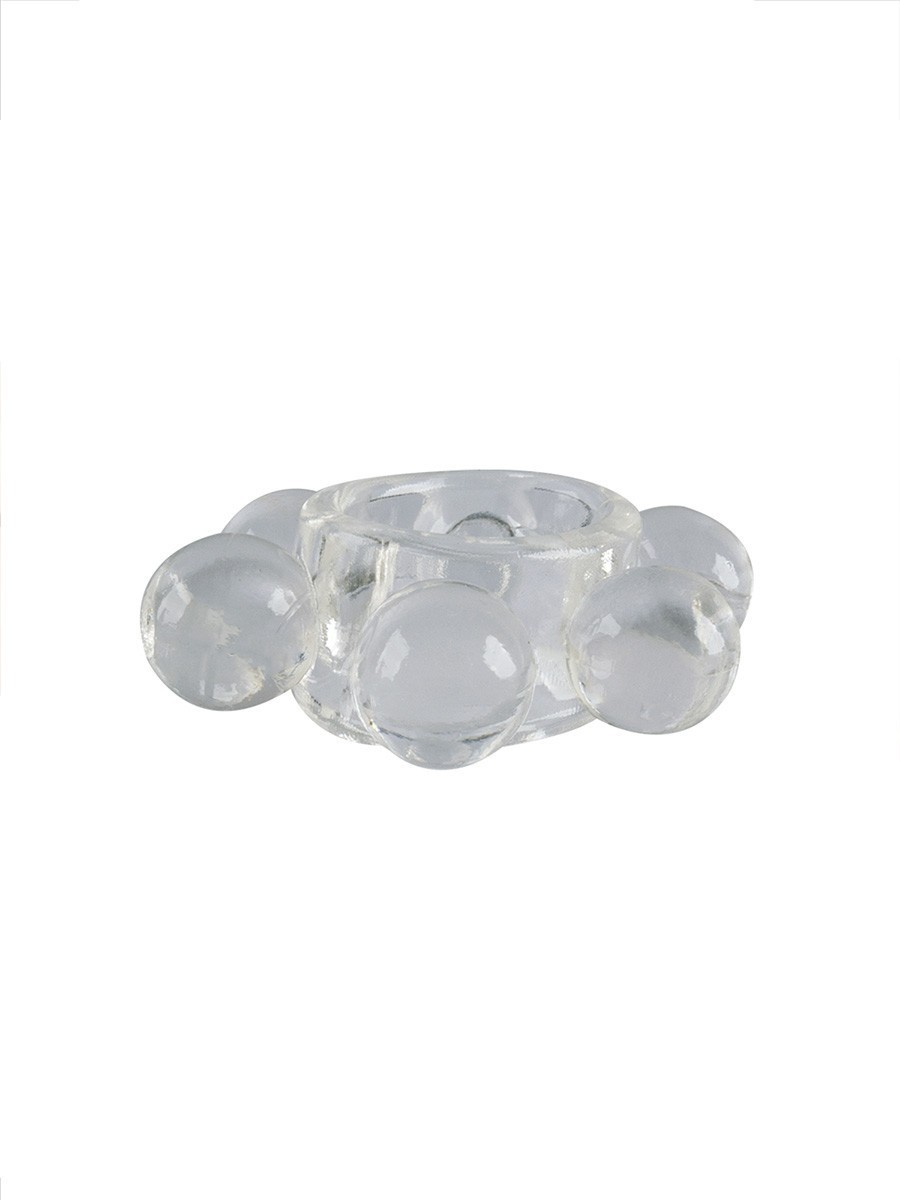 Прозрачное эластичное эрекционное кольцо с 6 шариками 6