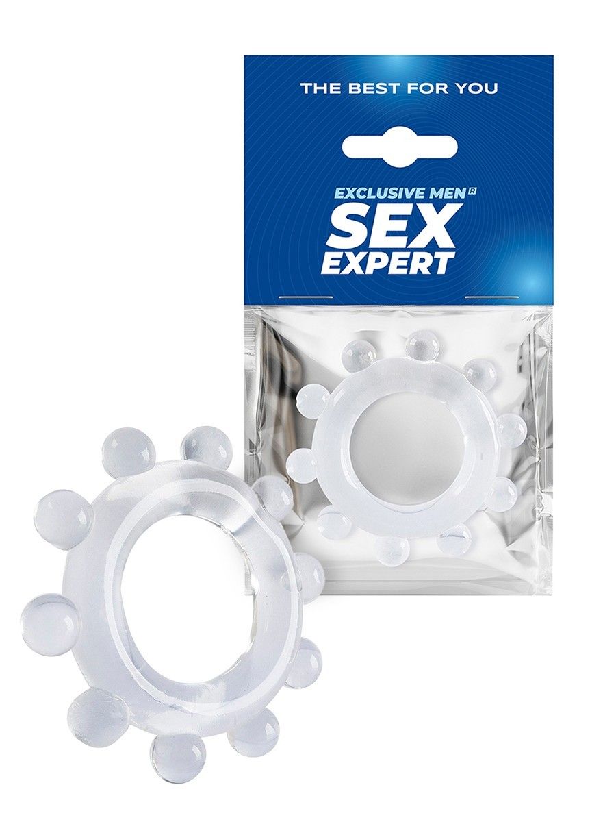 Прозрачное эрекционное кольцо со стимулирующими шариками 1