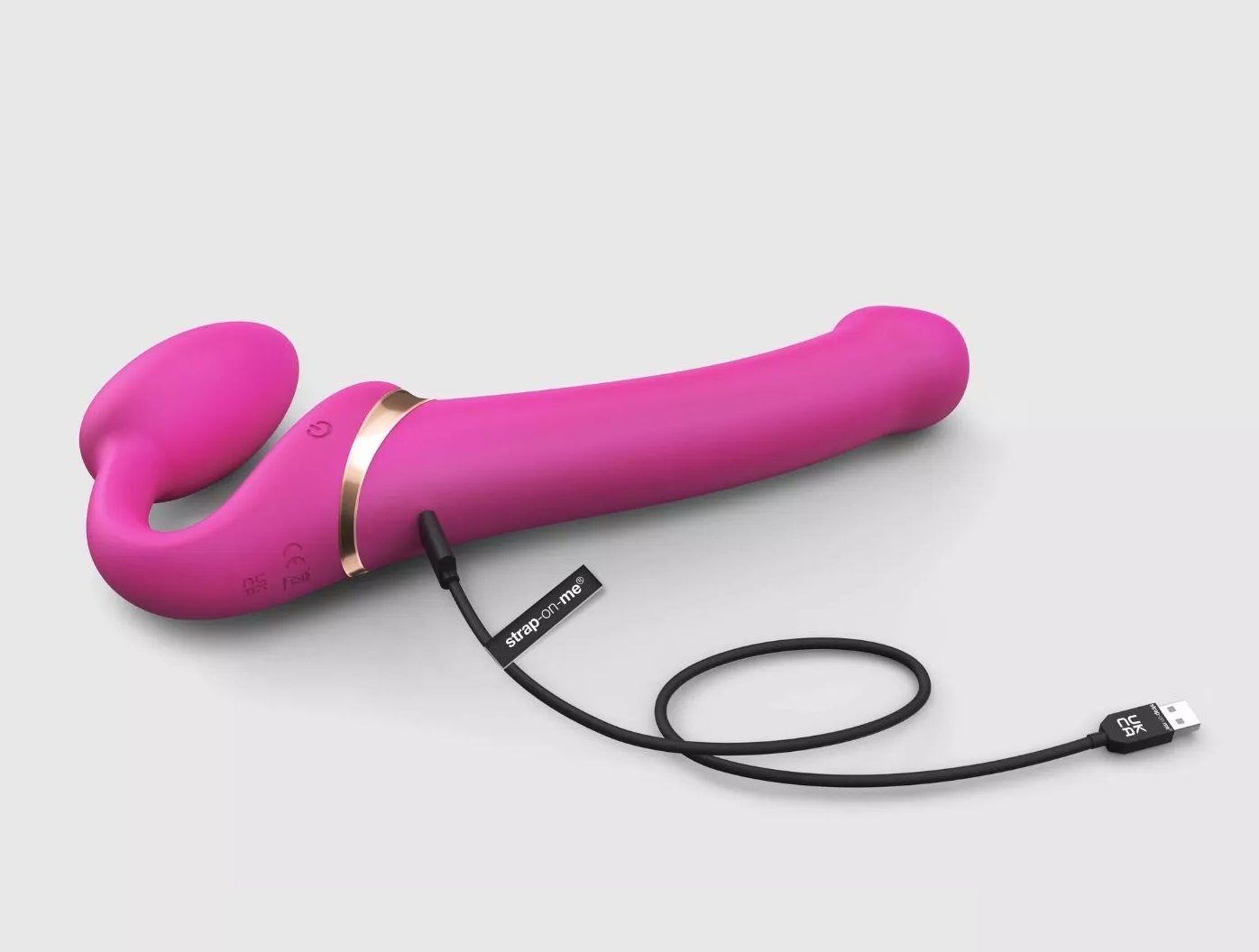 Ярко-розовый безремневой страпон Multi Orgasm Bendable Strap-On size XL с клиторальной стимуляцией 3